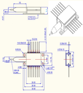 1539.6nmDFB蝶形激光器外形尺寸